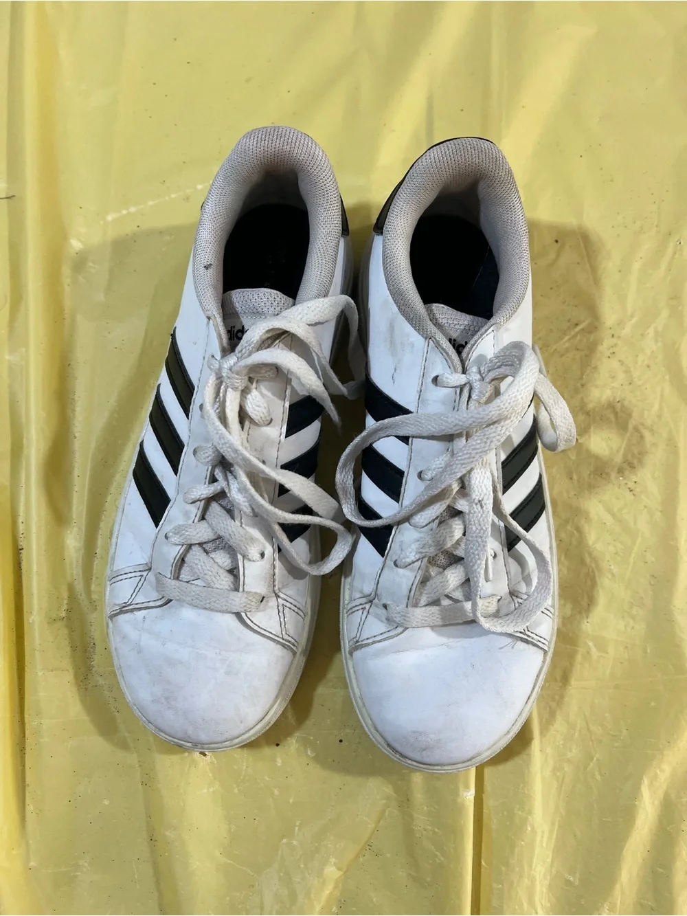adidas White and Black Kids Sneakers - Classic Three-Stripes